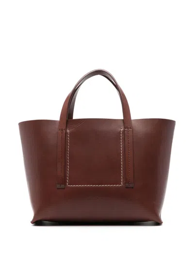 Rick Owens Mini Shopper Leather Tote Bag In 93 Throat