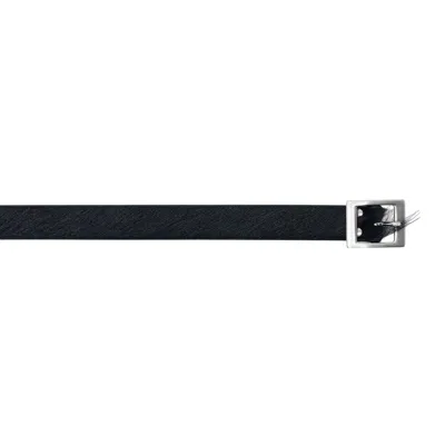 Rick Owens Mini Stooges Belt Unshaved Cow Leather In Black