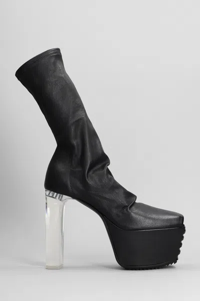 Rick Owens Minimal Gril Stretch High Heels Ankle Boots In Black