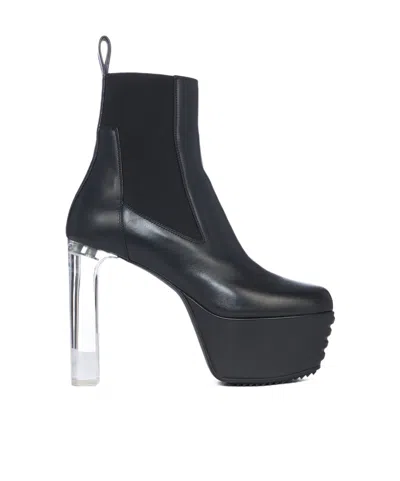 Rick Owens Minimal Grill Beatle 145mm Ankle Boots In Black