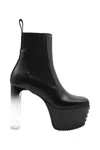 Rick Owens Minimal Grill Beatle Leather Platform Ankle Boots In Black