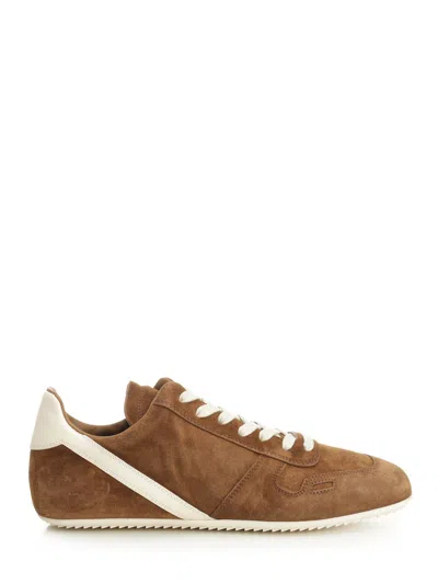 RICK OWENS MINIMAL IN SUEDE SNEAKERS BROWN