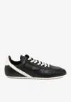 Rick Owens Black Low-top Sneakers With Contrasting Details In Leather Man In Black