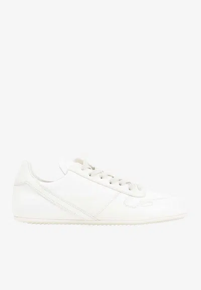 Rick Owens Minimal Leather Low-top Sneakers In White