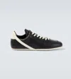 Rick Owens Black Low-top Sneakers With Contrasting Details In Leather Man In Black