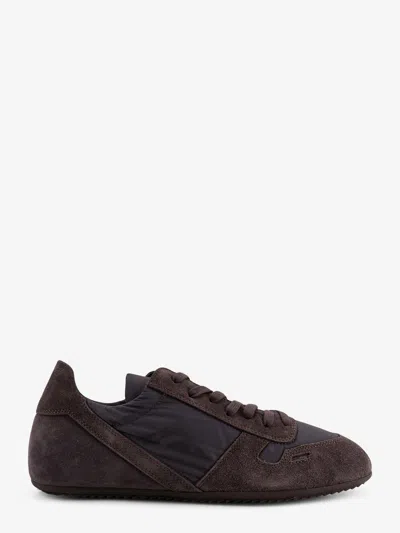 Rick Owens Minimal Nylon And Suede Sneakers In Brown