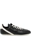 Rick Owens Black Low-top Sneakers With Contrasting Details In Leather Man In Black