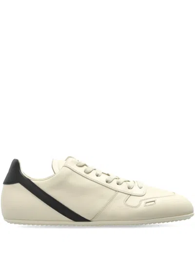 Rick Owens Minimal Sneak Leather Panel Sneakers In White