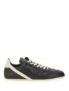 Rick Owens Black Low-top Sneakers With Contrasting Details In Leather Man In Black