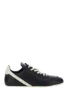 Rick Owens Black Low-top Sneakers With Contrasting Details In Leather Man In Black