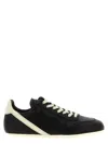 Rick Owens Black Low-top Sneakers With Contrasting Details In Leather Man In Black