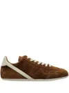 Rick Owens Minimal Sneak Suede Leather Panel Sneakers In Brown