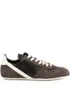 Rick Owens Black Low-top Sneakers With Suede Inserts In Leather Woman In Brown