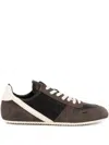 Rick Owens Panelled Suede And Leather Sneakers In Brown