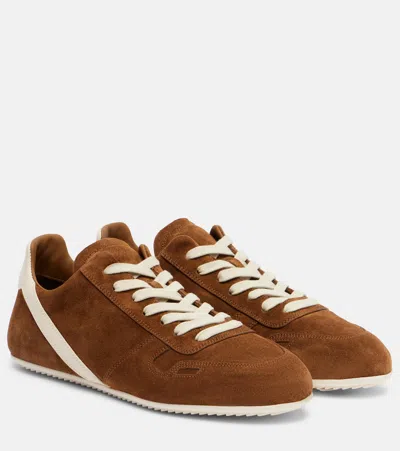 Rick Owens Leather-trimmed Suede Sneakers In Brown