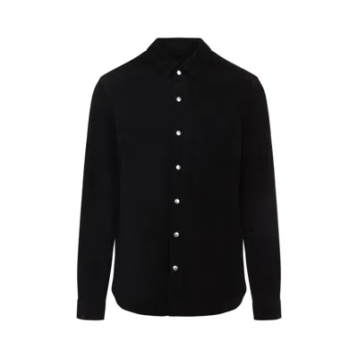 RICK OWENS RICK OWENS MINIMALIST BLACK SUEDE SHIRT