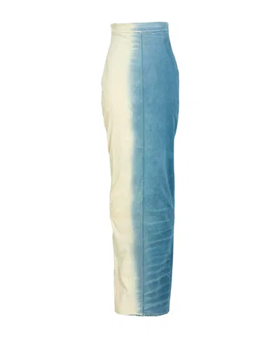 Rick Owens Minimalist Denim Pencil Skirt In Transparent