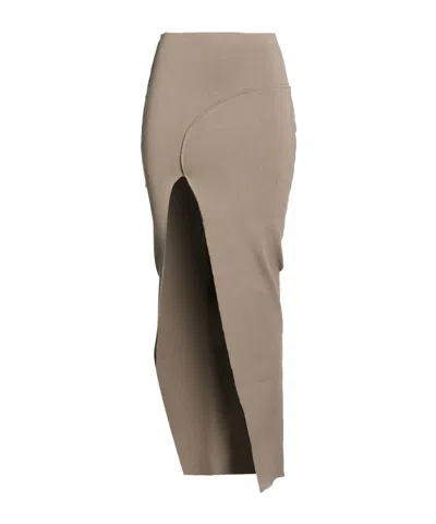 Rick Owens Minimalist Knit Midi Skirt In Brown