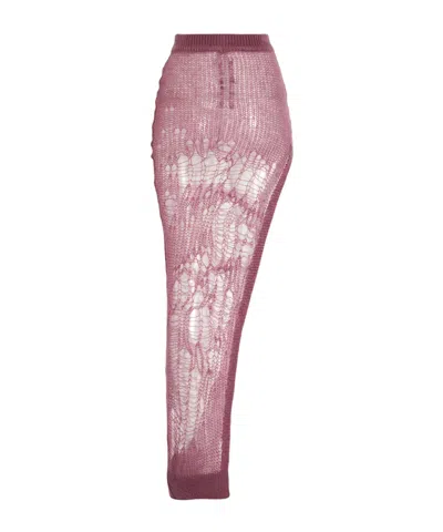 Rick Owens Minimalist Knit Pencil Skirt In Pink