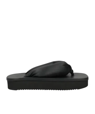 Rick Owens Minimalist Leather Slide Sandals In Black