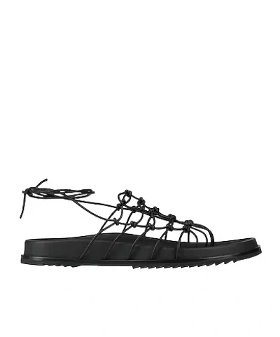 Rick Owens Minimalist Leather Strap Sandals In Black