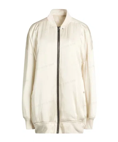 Rick Owens Minimalist Satin Bomber Jacket In Neutral