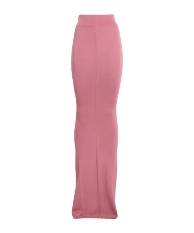 Rick Owens Minimalist Solid Color Knit Midi Skirt In Pink