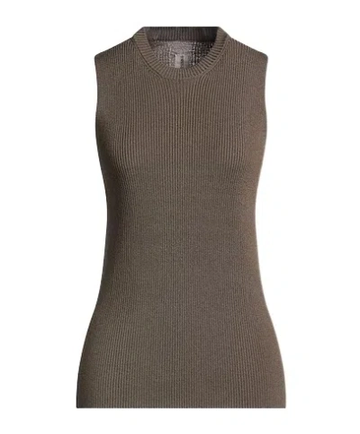 Rick Owens Minimalist Solid Wool Knit Vest In Brown