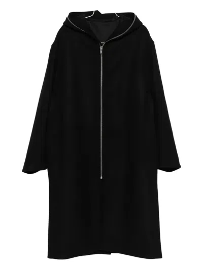 Rick Owens Mlton Wool Gimp Mac Coat In Black
