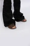 Rick Owens Draped Design Mobius Suede Sliders In Brown