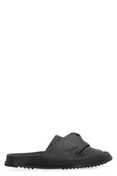 RICK OWENS MOBIUS LEATHER SLIDES