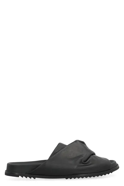 RICK OWENS RICK OWENS MOBIUS LEATHER SLIDES