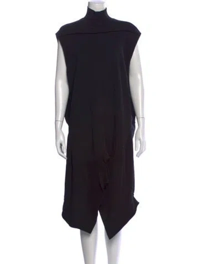 Pre-owned Rick Owens Mock Neck Long Dress In Black