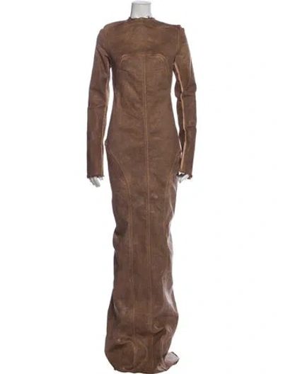 Pre-owned Rick Owens Mock Neck Long Dress In Brown