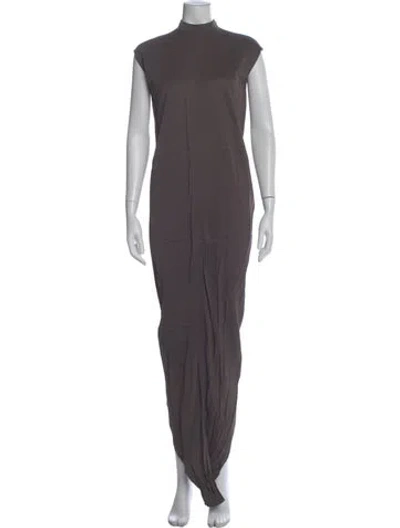Pre-owned Rick Owens Mock Neck Long Dress In Gray
