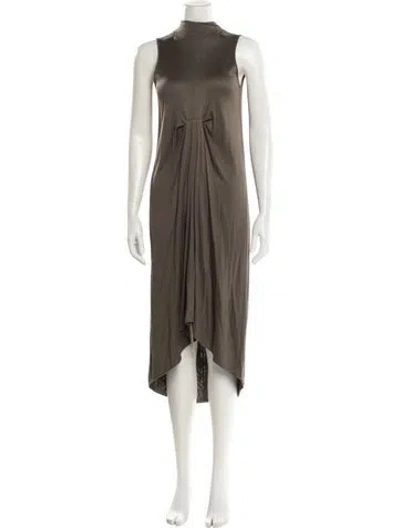 Pre-owned Rick Owens Mock Neck Long Dress In Neutral