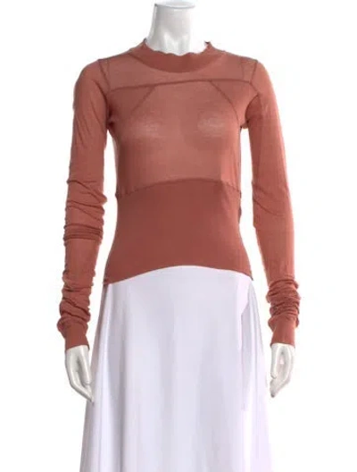 Pre-owned Rick Owens Mock Neck Long Sleeve Top In Neutrals