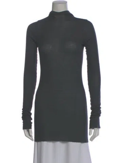 Pre-owned Rick Owens Mock Neck Long Sleeve Tunic In Blue
