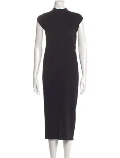 Pre-owned Rick Owens Mock Neck Midi Length Dress In Black