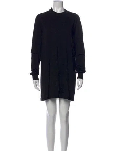 Pre-owned Rick Owens Mock Neck Mini Dress In Black