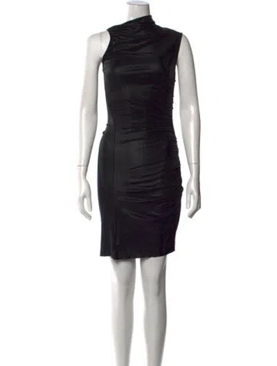 Pre-owned Rick Owens Mock Neck Mini Dress In Black