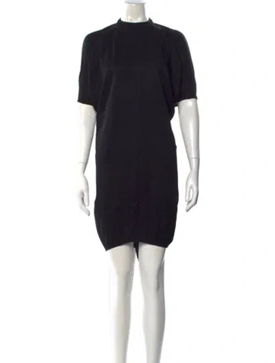 Pre-owned Rick Owens Mock Neck Mini Dress In Black