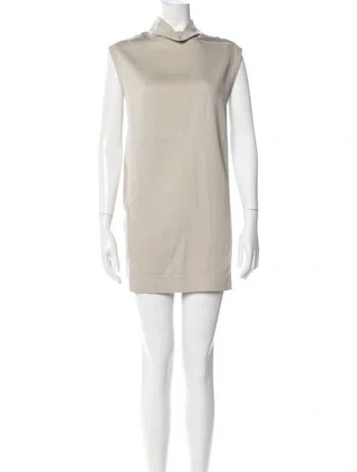 Pre-owned Rick Owens Mock Neck Mini Dress In Gray