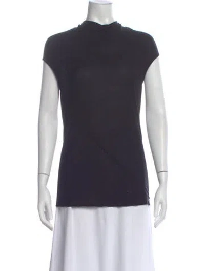 Pre-owned Rick Owens Mock Neck Short Sleeve Top In Black