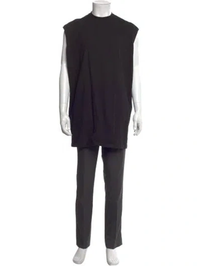 Pre-owned Rick Owens Mock Neck Short Sleeve T-shirt In Black
