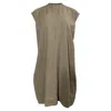 Rick Owens Mock Neck Sleeveless Mini Dress In Brown Wool In Brown