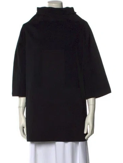 Pre-owned Rick Owens Mock Neck Three-quarter Sleeve Sweatshirt W/ Tags In Black