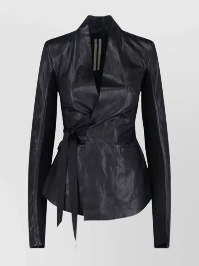 RICK OWENS MODERN LONG SLEEVE JACKET WITH TIE WAIST