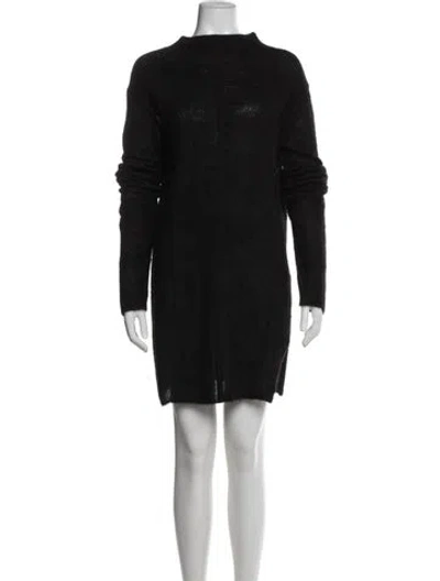 Pre-owned Rick Owens Mohair Mock Neck Sweater In Black