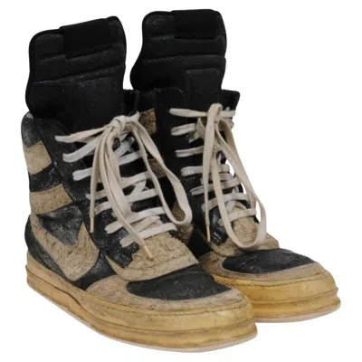 Pre-owned Rick Owens Mohawk Dunks Size Us9 Eu 42 Black Classic Metallic Distressed Leather
